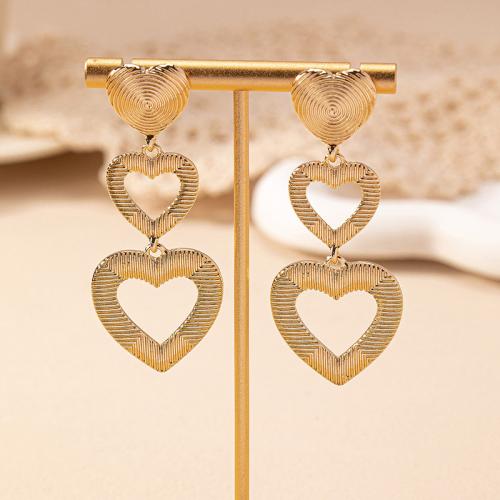 Tibetan Style Stud Earring, Heart, plated, for woman, gold, Sold By Pair