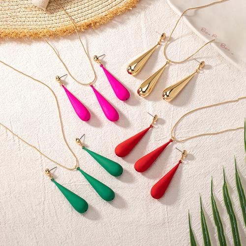 Tibetan Style Jewelry Sets, Stud Earring & necklace, plated, stoving varnish & for woman, more colors for choice, Sold By Set