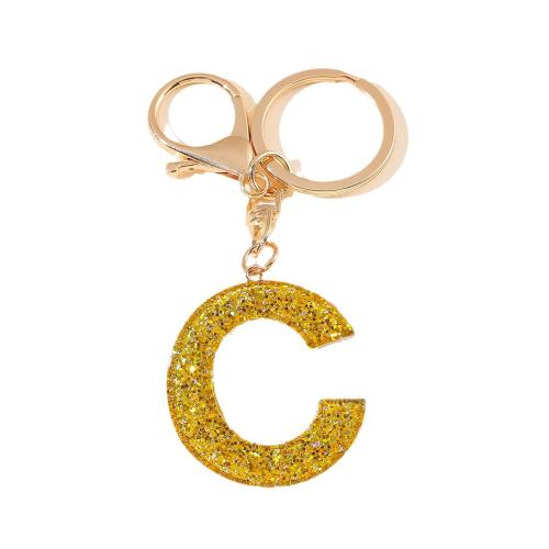 Tibetan Style Key Clasp, with Resin, epoxy gel, portable & letters are from A to Z & different styles for choice, golden, Product package size 6X5X1.2CM, Sold By PC