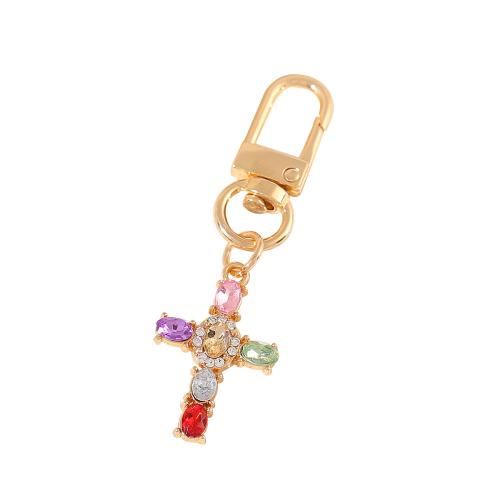 Tibetan Style Key Clasp, portable & with rhinestone, golden, Sold By PC