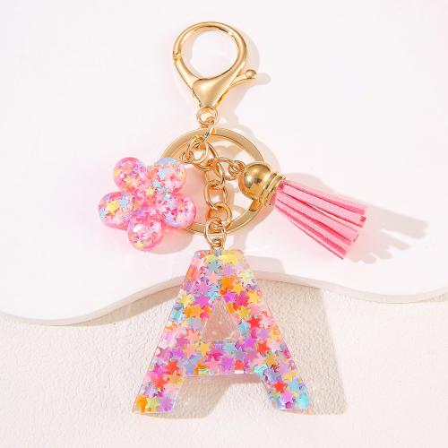 Tibetan Style Key Clasp, with Sequins & Resin, epoxy gel, letters are from A to Z & multifunctional & different styles for choice, golden, Sold By PC