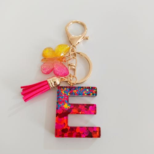 Tibetan Style Key Clasp, with Resin, epoxy gel, letters are from A to Z & multifunctional & different styles for choice, golden, Package size 6X6X1.2CM, Sold By PC