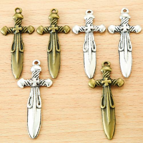 Zinc Alloy Tool Pendler, Sword, forgyldt, du kan DIY, flere farver til valg, 56x24mm, 10pc'er/Bag, Solgt af Bag