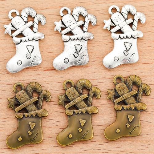 Tibetan Style Christmas Pendants, Christmas Sock, plated, DIY, more colors for choice, 29x20mm, 100PCs/Bag, Sold By Bag