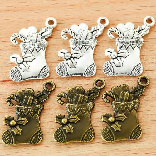 Zinc Alloy Christmas Pendants Christmas Sock plated DIY Sold By Bag