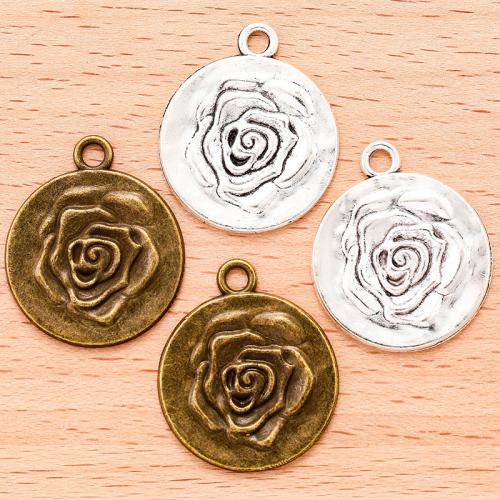 Sinc Alloy Flower Pendants, Rose, plátáilte, DIY, dathanna níos mó le haghaidh rogha, 25x21mm, 100ríomhairí pearsanta/Mála, Díolta De réir Mála