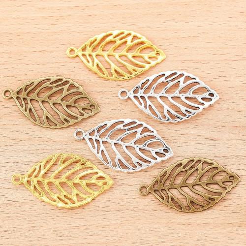 Pendentifs feuilles en alliage de zinc , Placage, DIY, plus de couleurs à choisir, 49x27mm, 100PC/sac, Vendu par sac