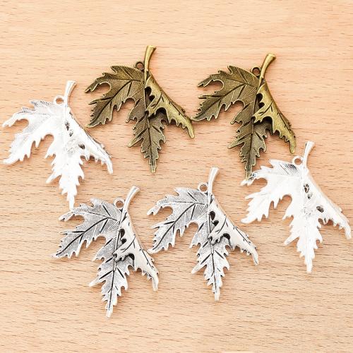 Tibetan Style Leaf Pendants, Maple Leaf, plated, DIY, more colors for choice, 55x44mm, 100PCs/Bag, Sold By Bag