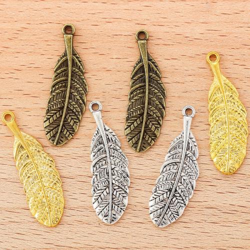 Tibetan Style Leaf Pendants, plated, DIY, more colors for choice, 34x10mm, 100PCs/Bag, Sold By Bag