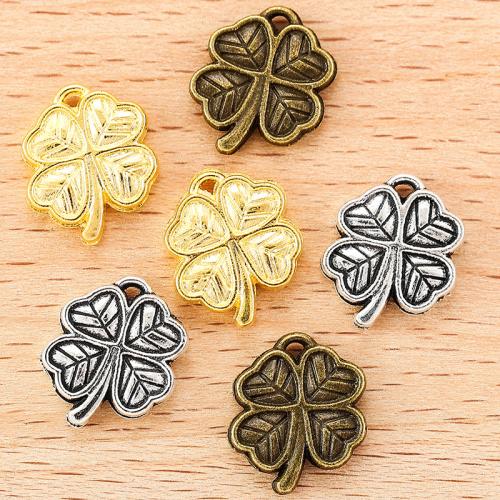 Tibetan Style Clover Pendant, Four Leaf Clover, plated, DIY, more colors for choice, 13x11mm, 100PCs/Bag, Sold By Bag