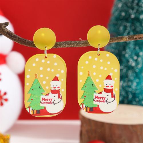 Christmas Earrings, Tibetan Style, with Wood & Acrylic, plated, Christmas Design & different styles for choice & for woman, more colors for choice, nickel, lead & cadmium free, Sold By Pair