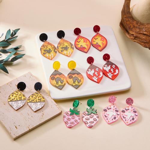 Acrylic Drop Earring, plated, different styles for choice & for woman, more colors for choice, Sold By Pair