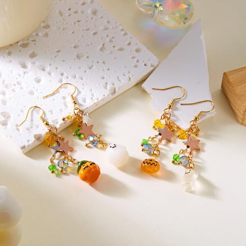 Tibetan Style Drop Earring, with Glass & Resin, plated, Halloween Design & different styles for choice & for woman, more colors for choice, Sold By Pair