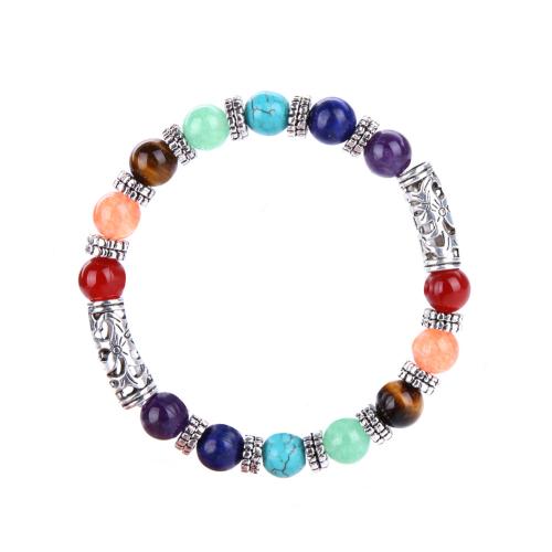 Gemstone Bracelet, with Tibetan Style, different materials for choice & Unisex, beads length 8mm, Length:Approx 7 Inch, Sold By PC