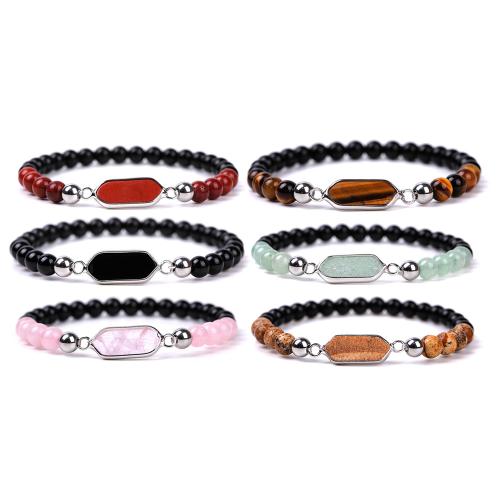 Gemstone Bracelet, with Tibetan Style, Geometrical Pattern, handmade, different materials for choice & Unisex, Length:Approx 6.9-7.3 Inch, Sold By PC