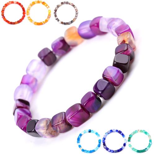 Agate Bracelet, Square, handmade, fashion jewelry & Unisex, more colors for choice, Length:Approx 7.3-7.5 Inch, Sold By PC