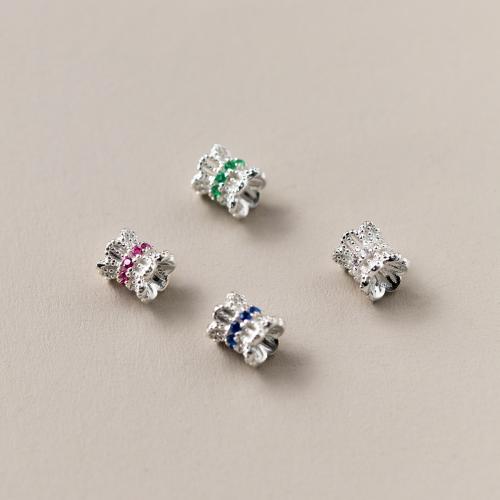 925 Sterling Silver Bead Cap, DIY & micro pave cubic zirconia, more colors for choice, 6x6mm, Hole:Approx 2mm, Sold By PC