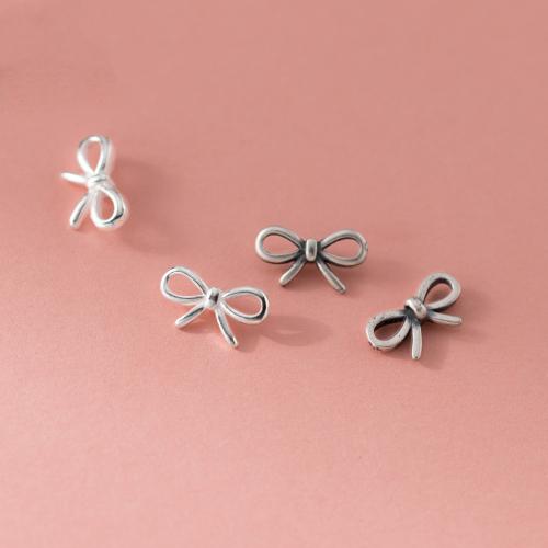 925 Sterling Silver Connectors, Bowknot, DIY, more colors for choice, 12x6.50x3.50mm, Hole:Approx 1.1mm, Sold By PC