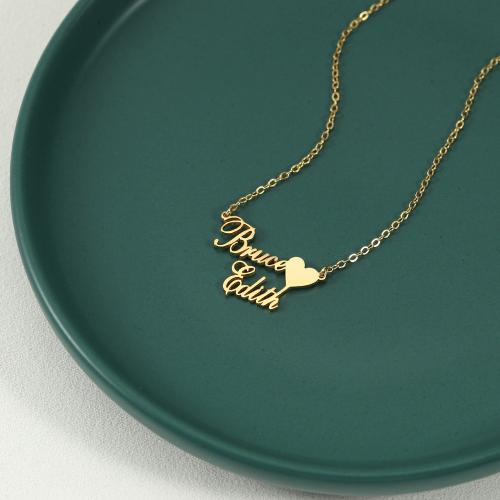 Personalized necklace, Brass, with 5cm extender chain, Each custom text must be less than 10 letters & fashion jewelry & for woman, golden, Length:Approx 40 cm, Sold By PC