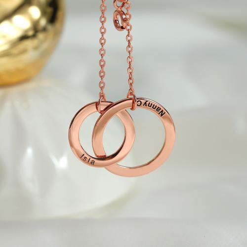 Personalized necklace, Brass, with 5cm extender chain, Each custom text must be less than 10 letters & fashion jewelry & for woman, rose gold color, Length:Approx 40 cm, Sold By PC