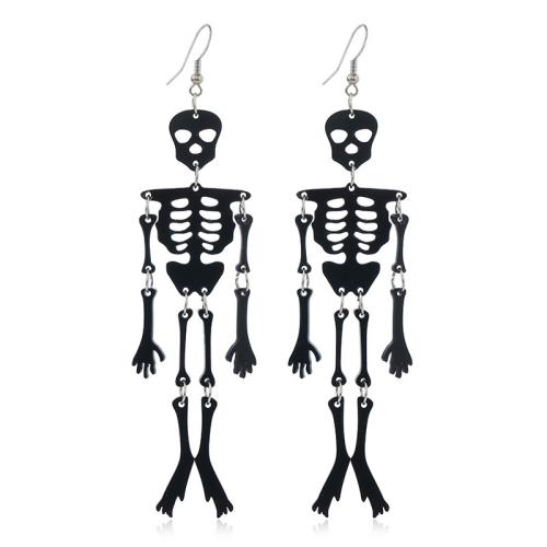 Acrylic Drop Earring, with Tibetan Style, Skull, Halloween Design & fashion jewelry & different styles for choice & for woman, Sold By Pair