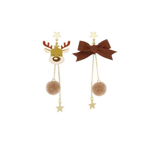 Christmas Earrings, Tibetan Style, with Plush, Christmas Design & fashion jewelry & for woman, 29x85mm, Sold By Pair