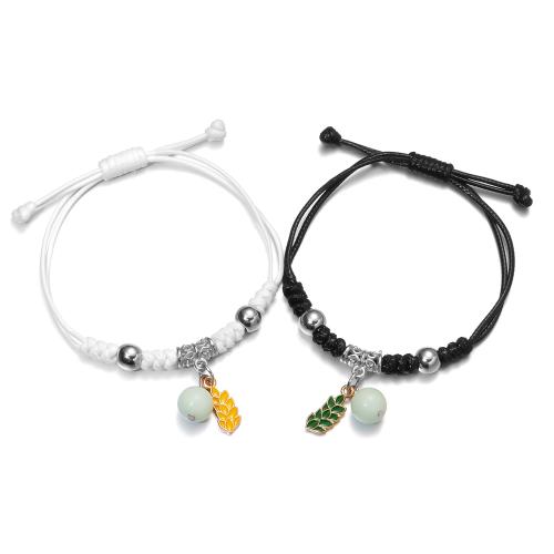 Tibetan Style Couple Bracelet, with Wax Cord, 2 pieces & Christmas Design & fashion jewelry & different styles for choice & for man, Length:Approx 16-26 cm, Sold By Set