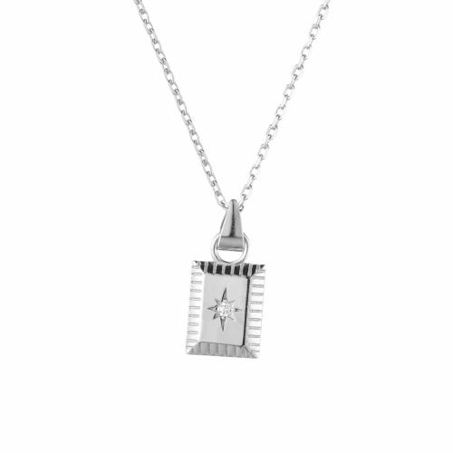 Cubic Zircon Micro Pave 925 Sterling Silver Necklace fashion jewelry & micro pave cubic zirconia & for woman Length Approx 45 cm Sold By PC