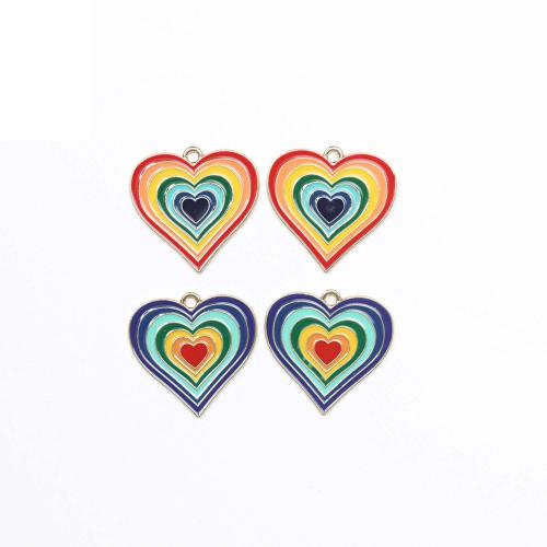 Colgantes de esmalte de la aleación del cinc, aleación de zinc, Corazón, chapado en color dorado, Bricolaje, más colores para la opción, 100PCs/Bolsa, Vendido por Bolsa