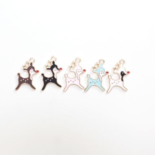 Tibetan Style Enamel Pendants, Deer, gold color plated, DIY, more colors for choice, 100PCs/Bag, Sold By Bag