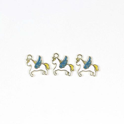 Tibetan Style Enamel Pendants, Unicorn, gold color plated, DIY, 100PCs/Bag, Sold By Bag