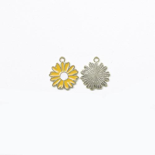 Tibetan Style Enamel Pendants, Flower, gold color plated, DIY, more colors for choice, 100PCs/Bag, Sold By Bag