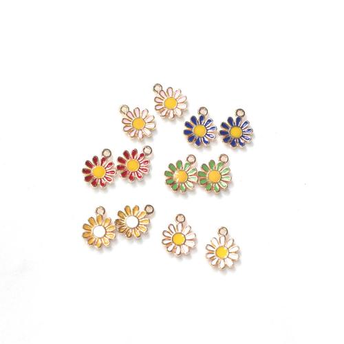 Tibetan Style Enamel Pendants, Flower, gold color plated, DIY, more colors for choice, 12x15mm, 100PCs/Bag, Sold By Bag