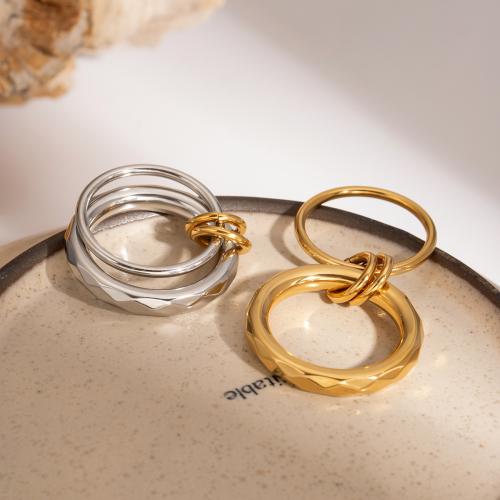 Stainless Steel Finger Ring, 304 Stainless Steel, gold color plated, Double Layer & for woman, more colors for choice, Sold By PC