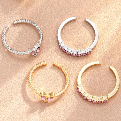 Tibetan Style Ring Set, plated, different styles for choice & for woman & with rhinestone, more colors for choice, Sold By Set