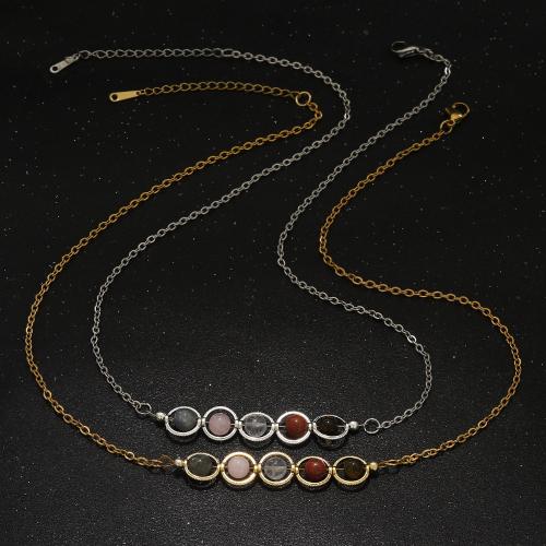 Collier de bijoux en acier inoxydable, Acier inoxydable 304, avec pierre gemme, avec 1.97 Inch chaînes de rallonge, fait à la main, bijoux de mode & pour femme, plus de couleurs à choisir, Longueur:19.6 pouce, Vendu par PC