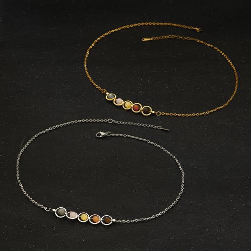 Collier de bijoux en acier inoxydable, Acier inoxydable 304, avec pierre gemme, avec 1.97 Inch chaînes de rallonge, fait à la main, bijoux de mode & pour femme, plus de couleurs à choisir, Longueur:19.6 pouce, Vendu par PC