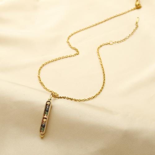 Stainless Steel Jewelry Necklace, 304 Stainless Steel, with Mixed Material, with 1.97 Inch extender chain, handmade, fashion jewelry & for woman, gold, Length:17.7 Inch, Sold By PC