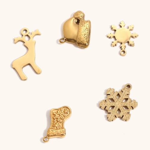 304 Stainless Steel Pendant, 14K gold plated, Christmas Design & DIY & different styles for choice, more colors for choice, Sold By PC