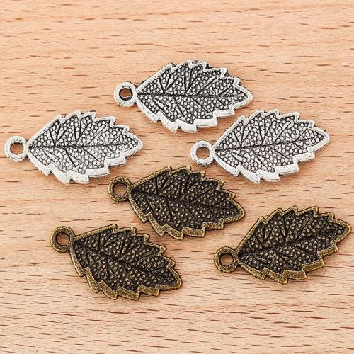 Tibetan Style Leaf Pendants, plated, DIY, more colors for choice, 23x12mm, 100PCs/Bag, Sold By Bag