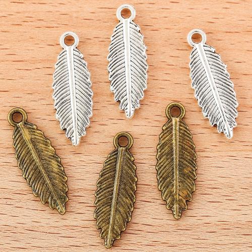 Tibetan Style Leaf Pendants, plated, DIY, more colors for choice, 26x9mm, 100PCs/Bag, Sold By Bag