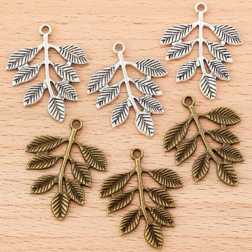 Tibetan Style Leaf Pendants, plated, DIY, more colors for choice, 35x28mm, 100PCs/Bag, Sold By Bag