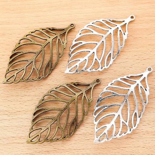 Tibetan Style Leaf Pendants, plated, DIY, more colors for choice, 72x36mm, 100PCs/Bag, Sold By Bag