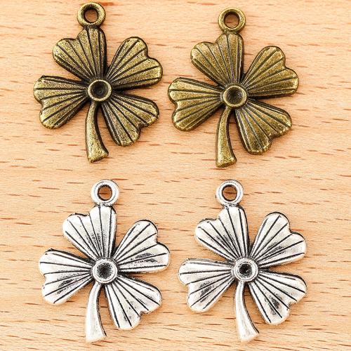 Zamak Clover Hanger, Zinc Alloy, Four Leaf Clover, plated, DIY, meer kleuren voor de keuze, 23x19mm, 100pC's/Bag, Verkocht door Bag