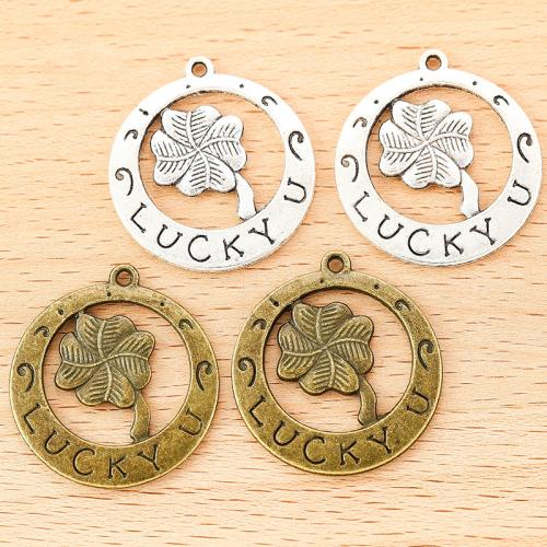 Zamak Clover Hanger, Zinc Alloy, Four Leaf Clover, plated, DIY, meer kleuren voor de keuze, 28x25mm, 100pC's/Bag, Verkocht door Bag