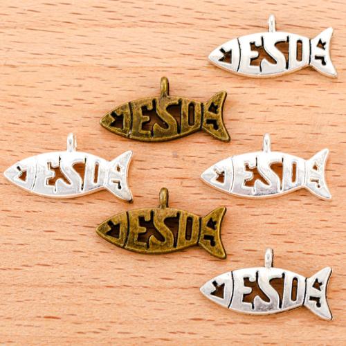 Tibetan Style Animal Pendants, Fish, plated, DIY, more colors for choice, 23x12mm, 100PCs/Bag, Sold By Bag