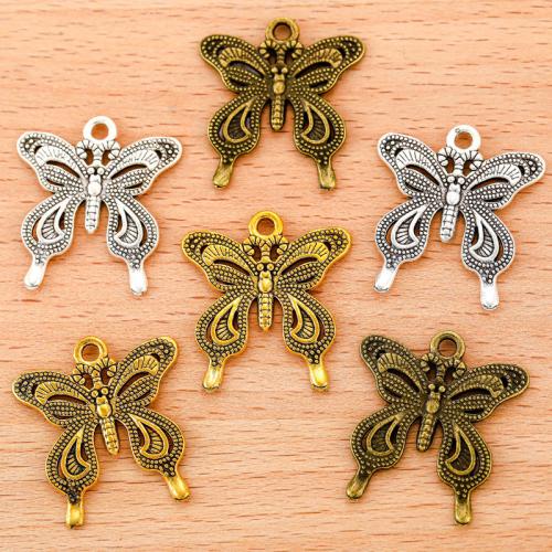 Zinc Alloy Animal Pendler, Butterfly, forgyldt, du kan DIY, flere farver til valg, 28x25mm, 100pc'er/Bag, Solgt af Bag