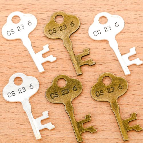 Tibetan Style Key Pendants, plated, DIY, more colors for choice, 42x22mm, 100PCs/Bag, Sold By Bag