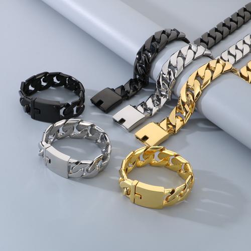 Fashion Stainless Steel Jewelry Sets, bracelet & necklace, 304 Stainless Steel, plated, different styles for choice & for man, more colors for choice, Sold By PC