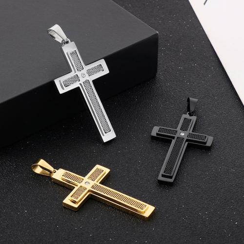 Pendentifs en acier inoxydable de la Croix-, Acier inoxydable 304, Placage, normes différentes pour le choix & styles différents pour le choix & pour homme & avec strass, plus de couleurs à choisir, Vendu par PC